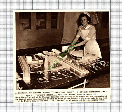 St Thomas's Hospital London Nurse Mary Cracknell Festival Britain - 1950 Cutting