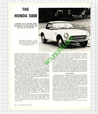 The Honda S800 Car - 1967 Article