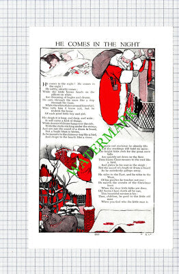 He Comes In The Night Father Christmas Santa Claus Poem - c.1950s Cutting