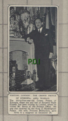 C944) Crown Prince of Ethiopia Asfa Wassan - 1951 SMALL Cutting