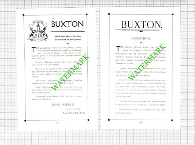 Buxton Derbyshire Baths Advert - 1908 Two-Part Cutting