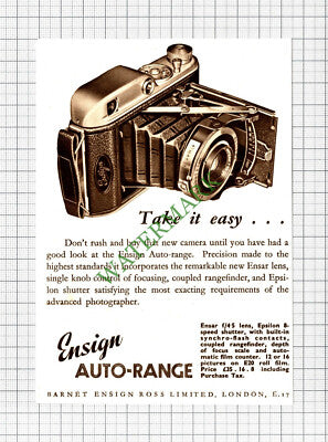 Ensign Camera Small ADVERT - 1950 Cutting