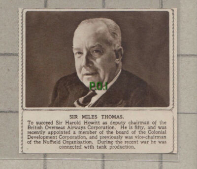 C1056) Sir Miles Thomas British Overseas Airways Corp - 1948 SMALL Cutting