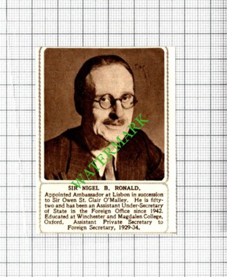 Sir Nigel B Ronald Ambassador Lisbon - 1947 Small Cutting