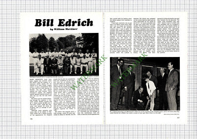 9212) Bill Edrich Cricket Cricketer - 1972 Article