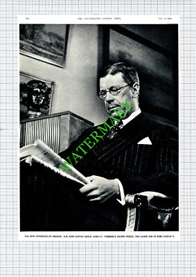 King Gustav Adolf New King Of Sweden - 1950 Cutting / Print