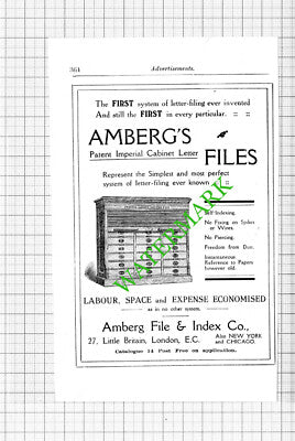 Amberg File and Index Company Small Advert - 1912 Cutting