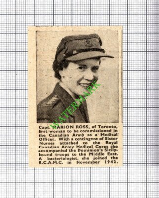 Capt Marion Ross Toronto Canada Canadian Army RCAMC WW2 - 1943 Small Cutting