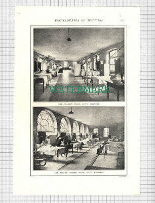 C2571) Guy's Hospital London Astley Cooper & Charity Ward - c.1915 Cutting