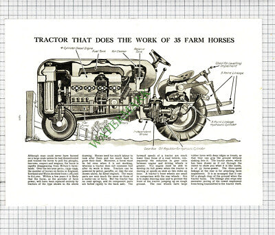 How A Tractor Works - c.1950s Cutting / Print