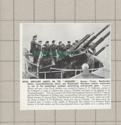 C4280) Royal Artillery HMS Vanguard Turner Atkins Dover Marchant - 1950 Clip