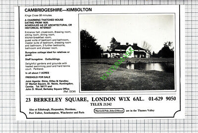Kimbolton Cambridgeshire House Sale Advert - 1980 Cutting