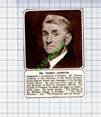 Mr Thomas Johnston North Scotland Hydro Electric Board - 1953 Small Cutting