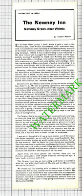 The Newney Inn Newney Green Essex Anthony Tiger Advert - 1976 Cutting