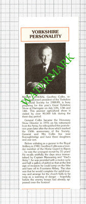 Major General Geoffrey Collin Yorkshire Agricultural Society - 1988 Cutting