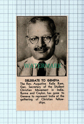 C5408) Rev Augustine Ralla Ram Student Christian Movement India - 1946 Cutting