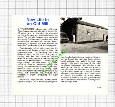 Thorpe Mill Grewelthorpe Ripon Graham & Joan Roberts - 1985 Cutting