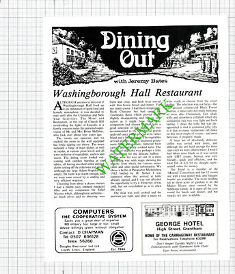 Washingborough Hall Restaurant Lincoln Brian Shillaker - 1984 Cutting