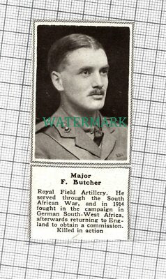 C3284) Major F Butcher Royal Field Artillery - 1918 Clip SMALL!!