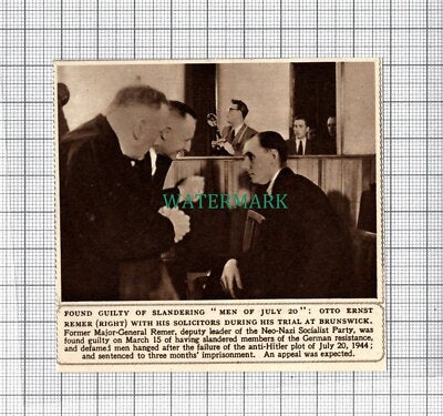 C3610) Otto Ernst Remer Trial At Brunswick Neo Nazi Party - 1952 Clip