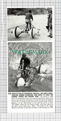 C3637) Karl Hassler With Amphibious Tricycle -1950 Clip