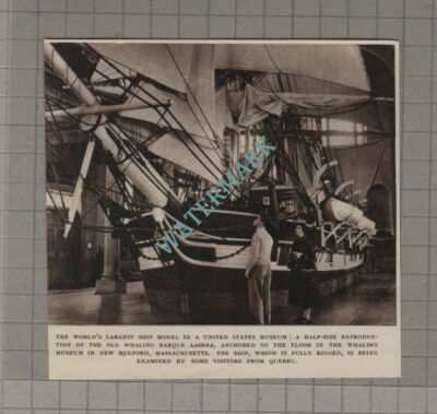 C3208) Replica The Old Whaling Barque LAGODA New Bedford Mass - 1955 Clip
