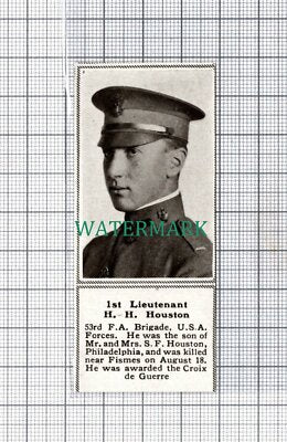 C5300) 1st Lt H H Houston 53rd F A Brigade USA Forces - 1918 SMALL Clip