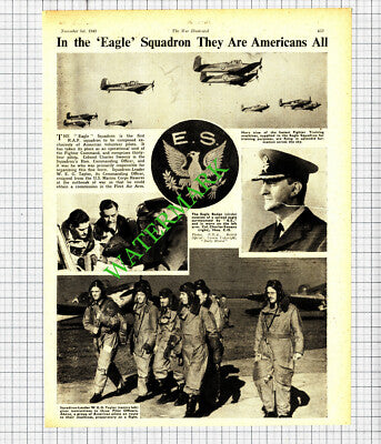 Eagle Squadron RAF American Pilots Charles Sweeny WEG Taylor WW2 -1940 Cutting