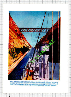 HMS DUNCAN Ship Corinth Canal - 1930s Print