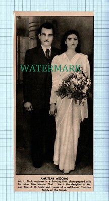 C5405) Mr K Birch Miss Shamim Shah Bombay India - 1946 Cutting