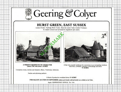Hurst Green Sussex Oast House Sale Advert - 1980 Cutting