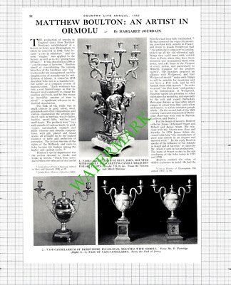 Matthew Boulton Ormolu Soho Birmingham - 1950 Article