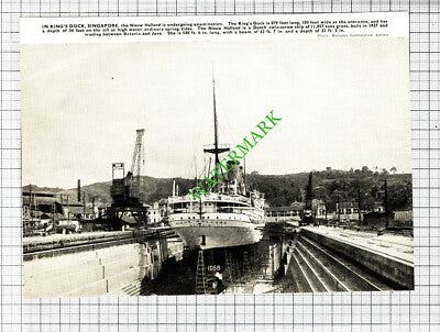 King's Dock Singapore NIEUW HOLLAND Ship - 1930s Cutting