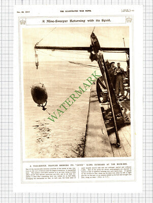 8572) Mine Sweeper World War One - 1917 Cutting/ Print