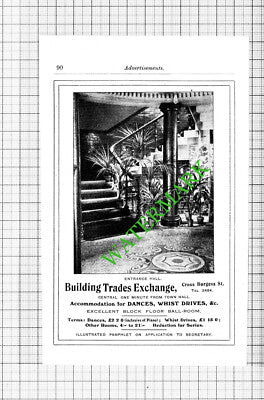 Building Trades Exchange Sheffield Cross Burgess St Small Advert - 1912 Cutting