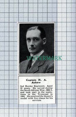 C4776) Captain H A Askew 2nd Border Regiment World War 1 - 1915 SMALL Clip