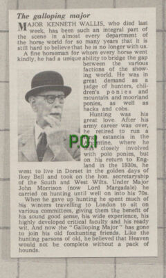 C756) Major Kenneth Wallis Horses South & West Wilts Hunt - 1971 Cutting
