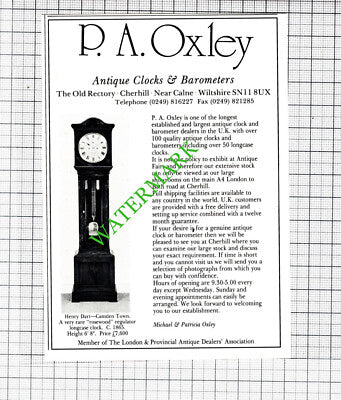 P A Oxley Clock Dealers Cherhill Wiltshire Small Advert - 1991 Cutting