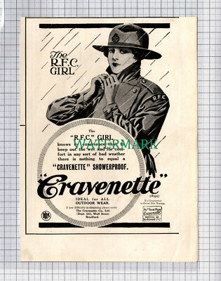 C5160) RFC Royal Flying Corps Girl Cravenette Advert - 1918 Clip