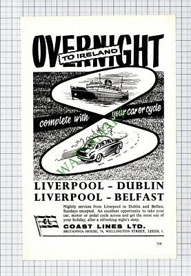 Coast Lines Ltd Leeds Liverpool Ferry Advert - 1962 Cutting / Print