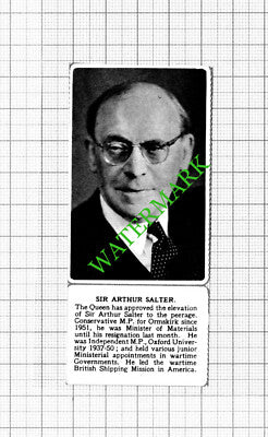 Sir Arthur Salter MP Ormskirk - 1953 Small Cutting