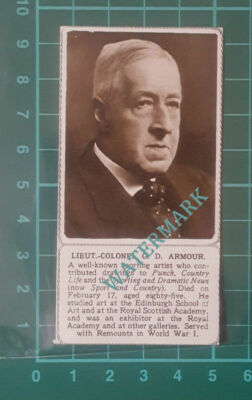 C2660) Lieut Col G D Armour Punch Magazine Artist Obituary - 1949 Clip SMALL!