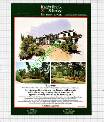 Wentworth Estate Surrey House Sale Advert - 1991 Cutting