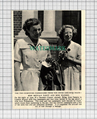 C3071) Miss Metcalf Miss Watson Swissair Convair Air Crash Folkestone 1954 Clip
