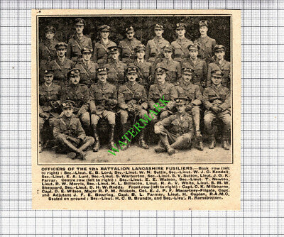 12th Battalion Lancashire Fusiliers Lunt Billinton Rodda WW1 - 1915 Cutting