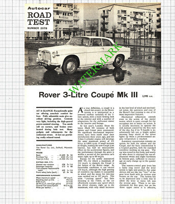 Rover 3 Litre Coupe Car Review - 1966 Article