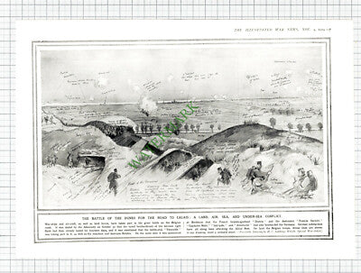 Belgium Battle of the Dunes WW1 Seppings Wright - 1914 Book Print