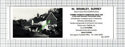 Bramley Surrey Farmhouse House Sale Advert - 1980 Cutting