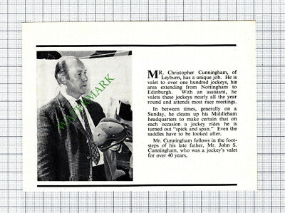 Mr Christopher Cunningham Leyburn Jockey Valet - 1967 Cutting