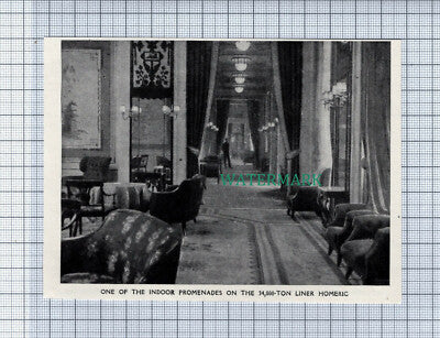 C4221) Liner Ship HOMERIC Indoor Promenade c.1940s Cutting